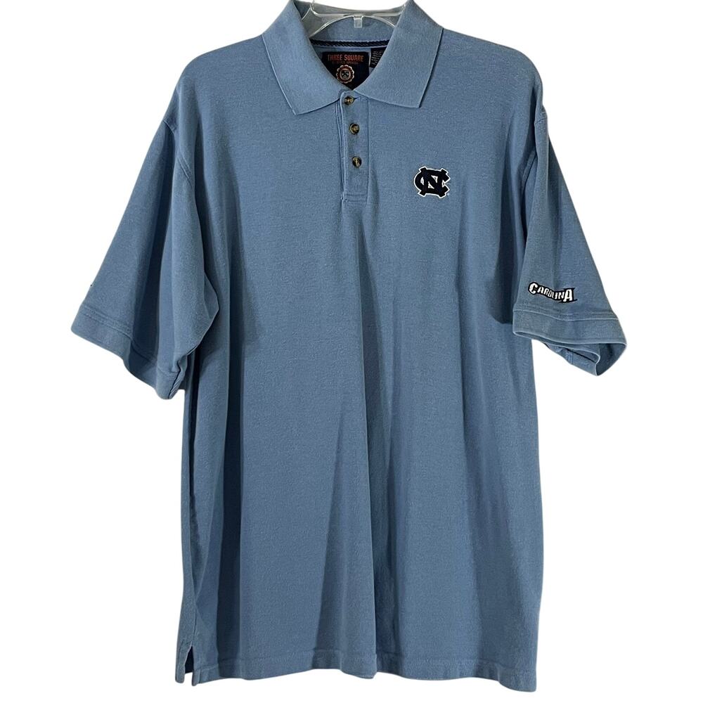 Vintage Three Square Apparel UNC North Carolina Light Blue Polo Shirt Men’s L